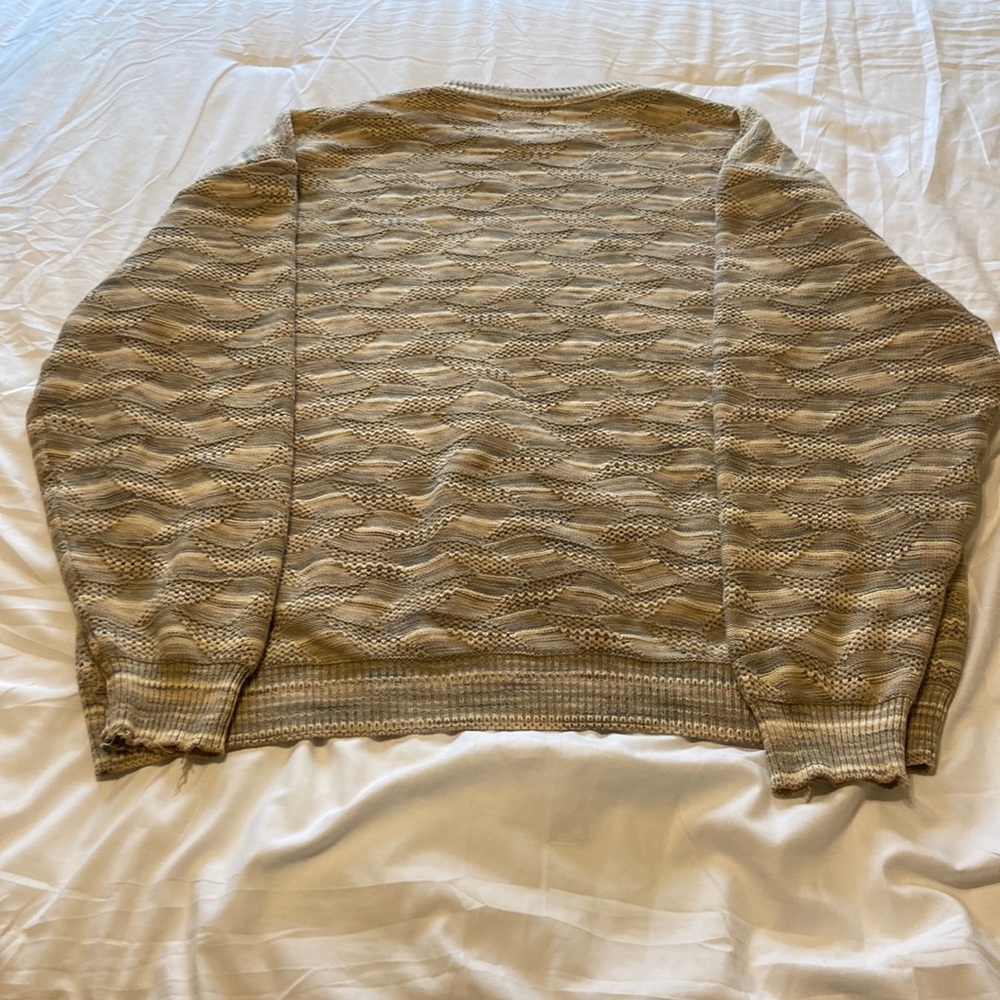 Vintage Textured Knit Sweater XXL Neutral Earth Tone Grandpa Cozy Pre Loved - Picture 5 of 14